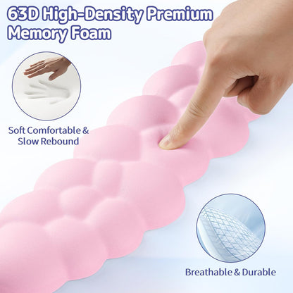 Cloud Wrist Rest Keyboard, Cloud Keyboard Wrist Pad Set with PU Leather Memory Foam, Cute Arm Rest for Palm Support, PC/Gaming Desk Accessories/Office Setup/Computer Hand Cushion - White