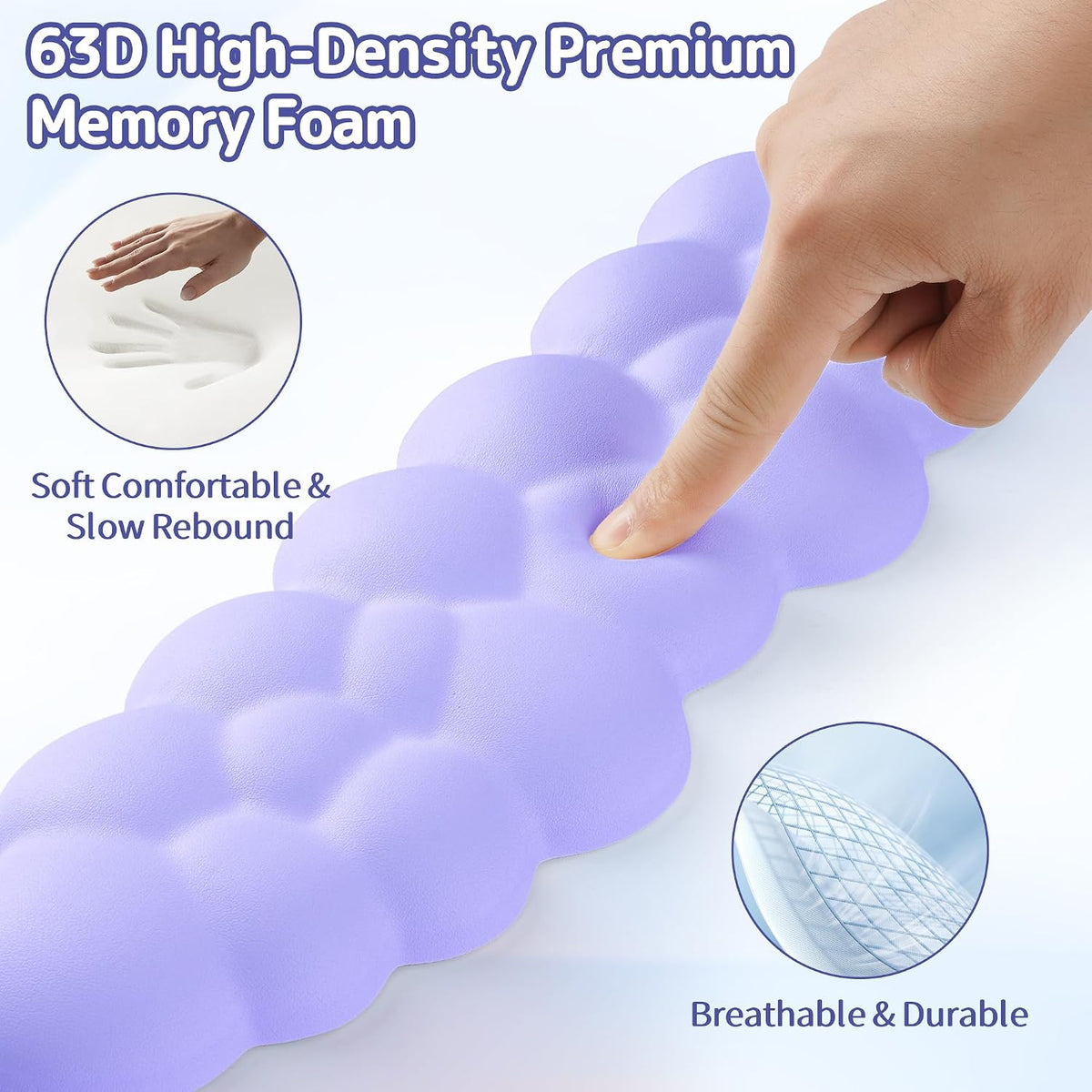 Cloud Wrist Rest Keyboard, Cloud Keyboard Wrist Pad Set with PU Leather Memory Foam, Cute Arm Rest for Palm Support, PC/Gaming Desk Accessories/Office Setup/Computer Hand Cushion - White
