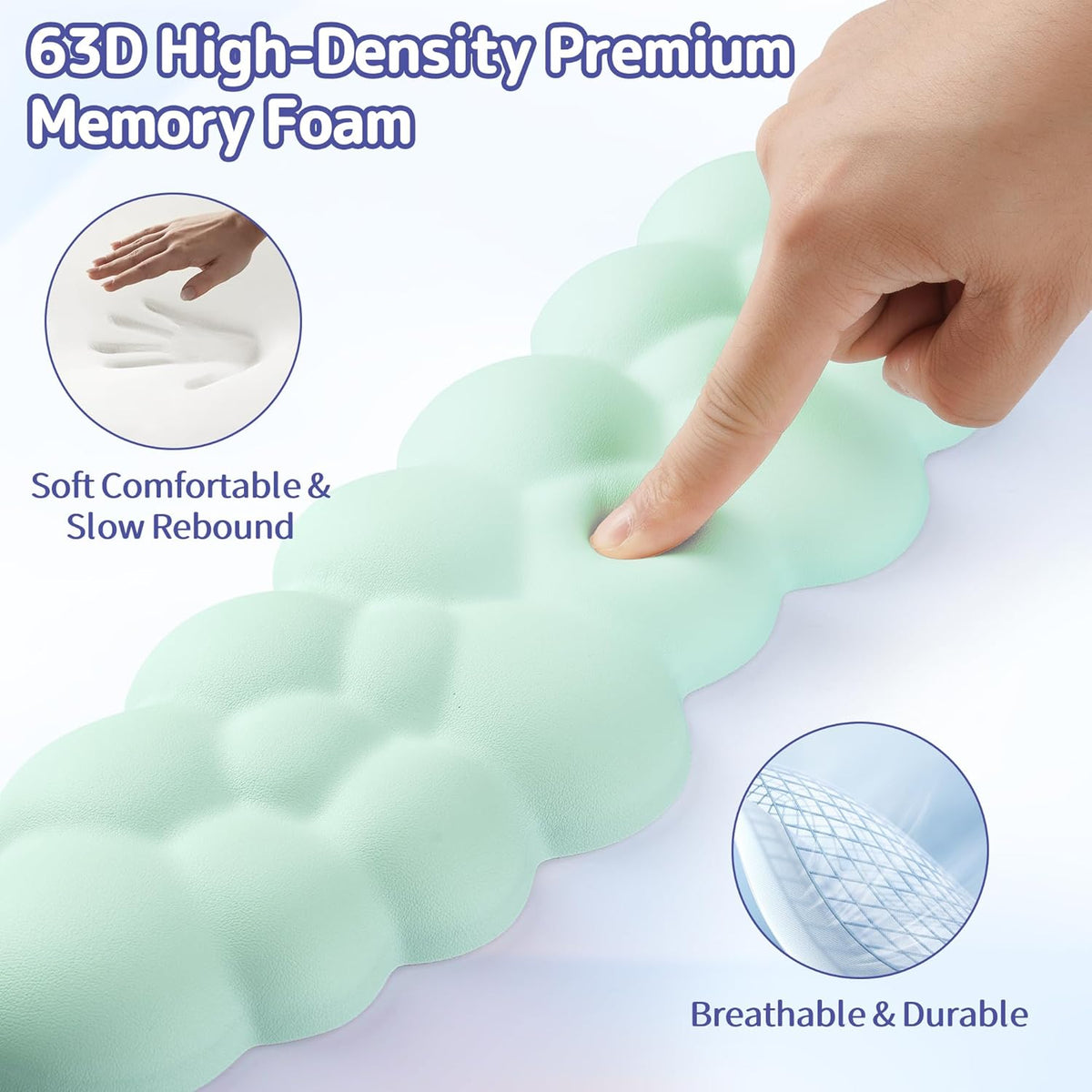 Cloud Wrist Rest Keyboard, Cloud Keyboard Wrist Pad Set with PU Leather Memory Foam, Cute Arm Rest for Palm Support, PC/Gaming Desk Accessories/Office Setup/Computer Hand Cushion - White