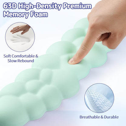 Cloud Wrist Rest Keyboard, Cloud Keyboard Wrist Pad Set with PU Leather Memory Foam, Cute Arm Rest for Palm Support, PC/Gaming Desk Accessories/Office Setup/Computer Hand Cushion - White