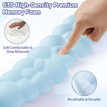 Cloud Wrist Rest Keyboard, Cloud Keyboard Wrist Pad Set with PU Leather Memory Foam, Cute Arm Rest for Palm Support, PC/Gaming Desk Accessories/Office Setup/Computer Hand Cushion - White