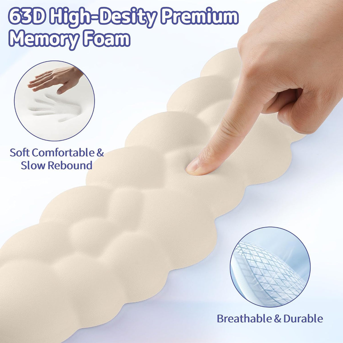 Cloud Wrist Rest Keyboard, Cloud Keyboard Wrist Pad Set with PU Leather Memory Foam, Cute Arm Rest for Palm Support, PC/Gaming Desk Accessories/Office Setup/Computer Hand Cushion - White