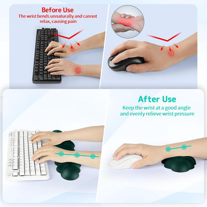 Cloud Wrist Rest Keyboard, Cloud Keyboard Wrist Pad Set with PU Leather Memory Foam, Cute Arm Rest for Palm Support, PC/Gaming Desk Accessories/Office Setup/Computer Hand Cushion - White