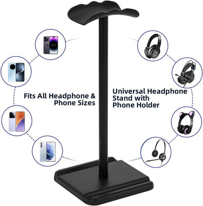 Headphone Stand for Desk, Headset & Earphone Holder with Utility Slot
