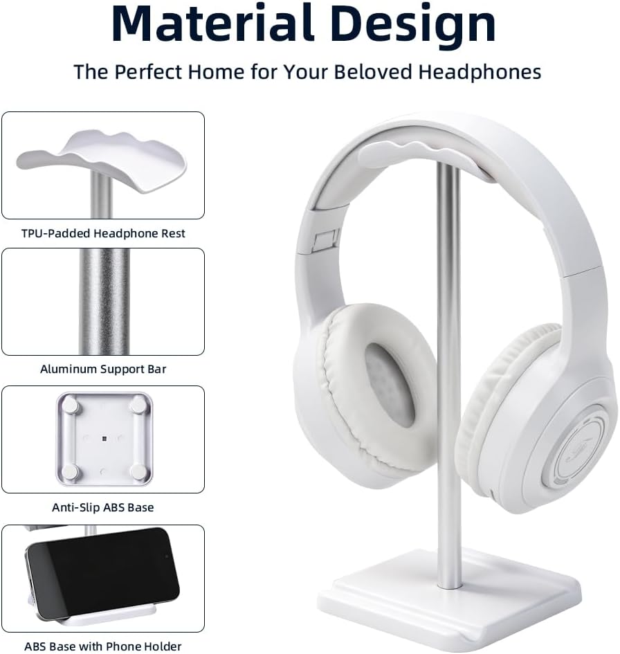 Headphone Stand for Desk, Headset & Earphone Holder with Utility Slot