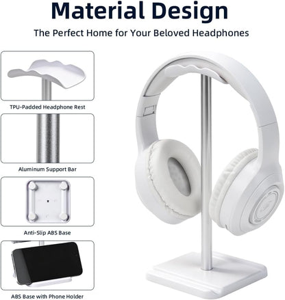 Headphone Stand for Desk, Headset & Earphone Holder with Utility Slot