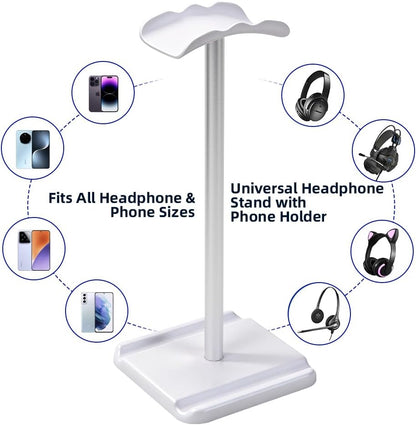 Headphone Stand for Desk, Headset & Earphone Holder with Utility Slot