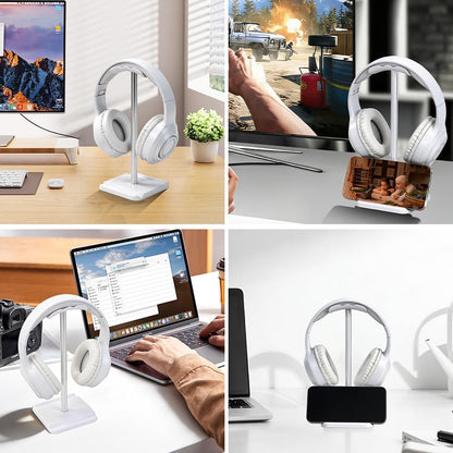 Headphone Stand for Desk, Headset & Earphone Holder with Utility Slot