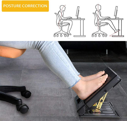 Adjustable Foot Rest for Under Desk at Work, Comfortable Footrest with 4-Level Height Adjustment, Ergonomic Leg Rest for Office Gaming Chair, Black Foot Stool with Removable Soft Pad