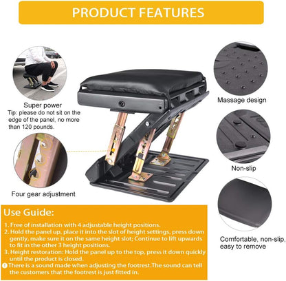 Adjustable Foot Rest for Under Desk at Work, Comfortable Footrest with 4-Level Height Adjustment, Ergonomic Leg Rest for Office Gaming Chair, Black Foot Stool with Removable Soft Pad
