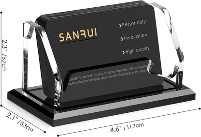 Acrylic Business Card Holder for Desk, Black Base, 60 Cards