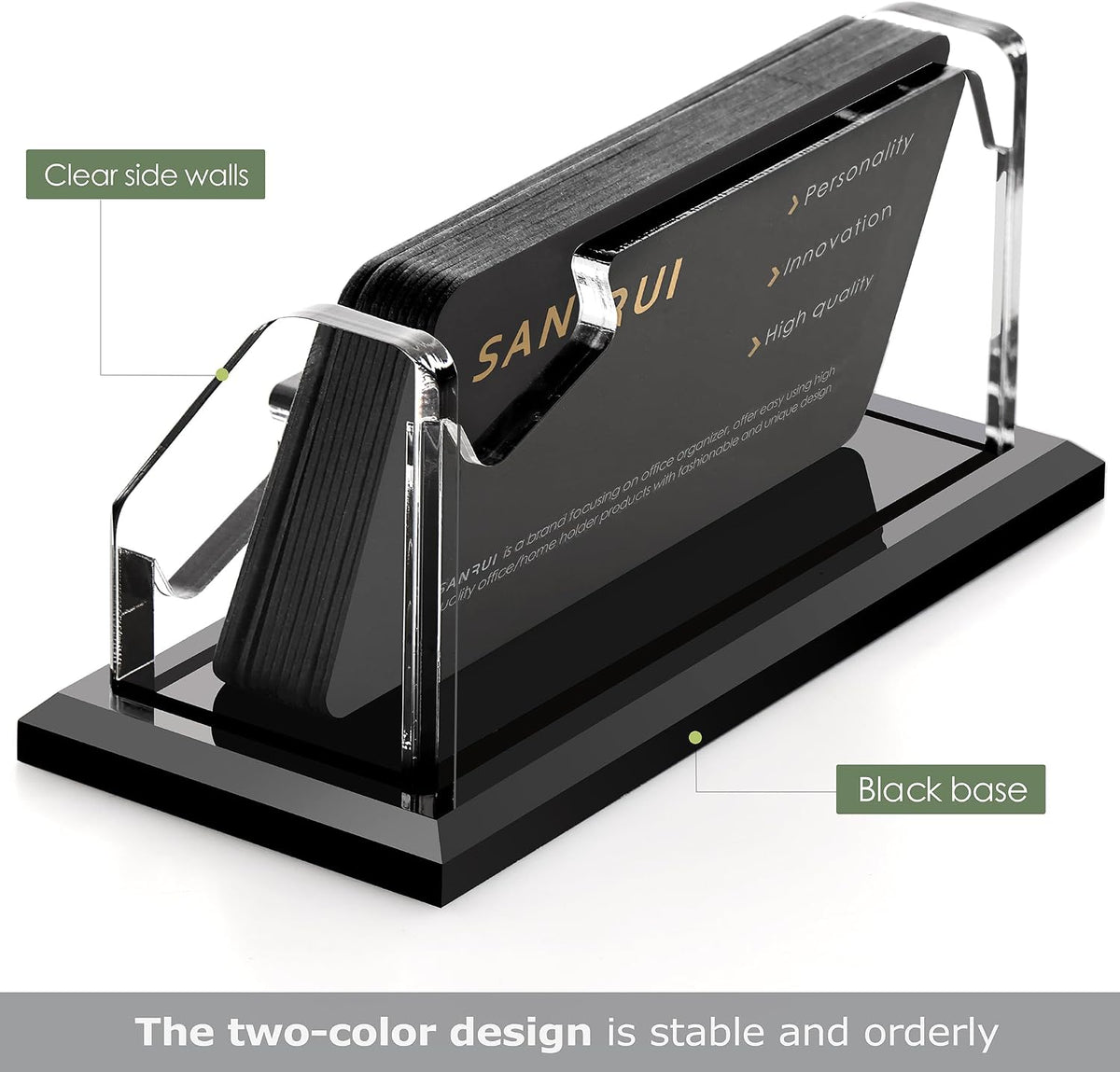 Acrylic Business Card Holder for Desk, Black Base, 60 Cards