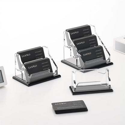 Acrylic Business Card Holder for Desk, Black Base, 60 Cards