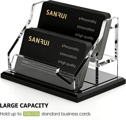 Acrylic Business Card Holder for Desk, Black Base, 60 Cards