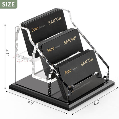 Acrylic Business Card Holder for Desk, Black Base, 60 Cards