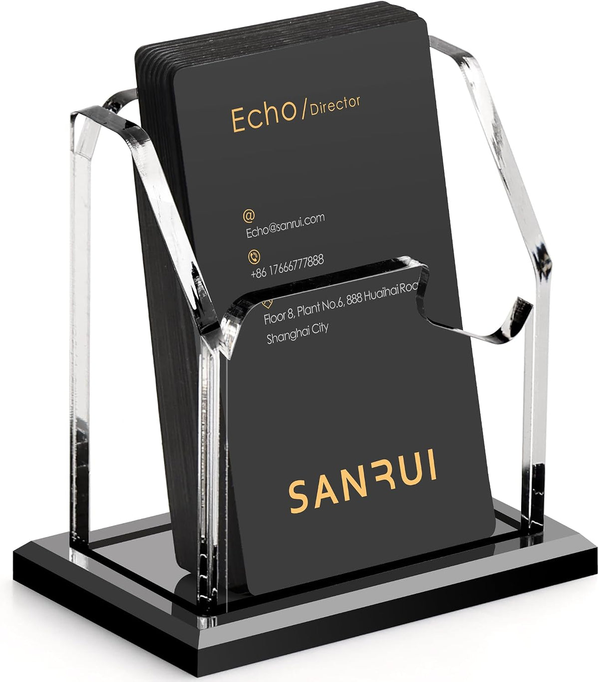 Acrylic Business Card Holder for Desk, Black Base, 60 Cards
