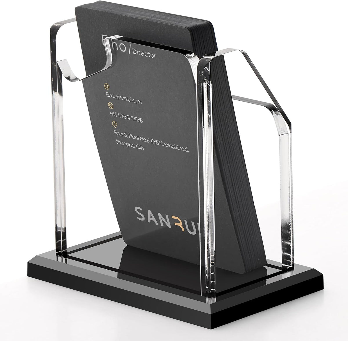Acrylic Business Card Holder for Desk, Black Base, 60 Cards