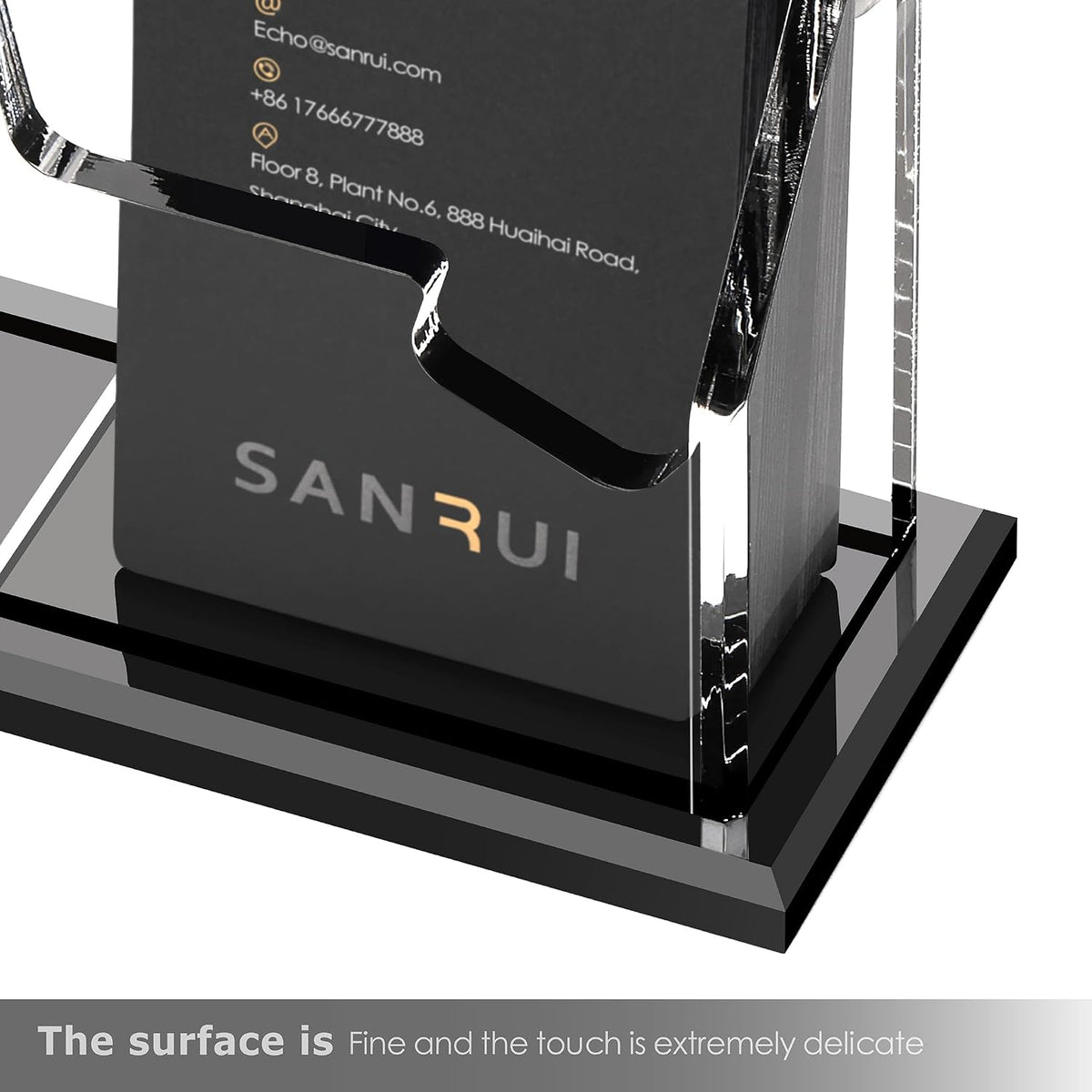 Acrylic Business Card Holder for Desk, Black Base, 60 Cards
