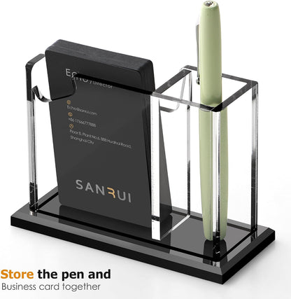 Acrylic Business Card Holder for Desk, Black Base, 60 Cards