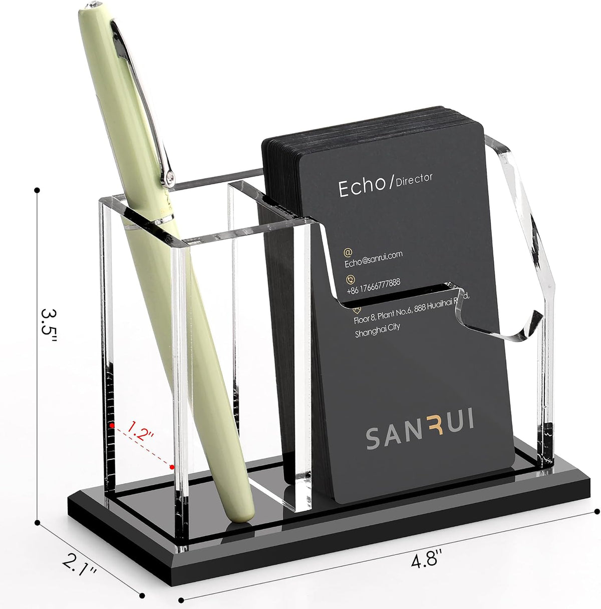 Acrylic Business Card Holder for Desk, Black Base, 60 Cards
