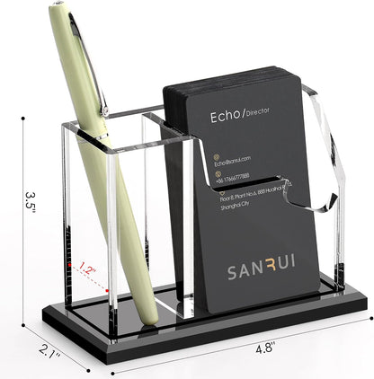 Acrylic Business Card Holder for Desk, Black Base, 60 Cards