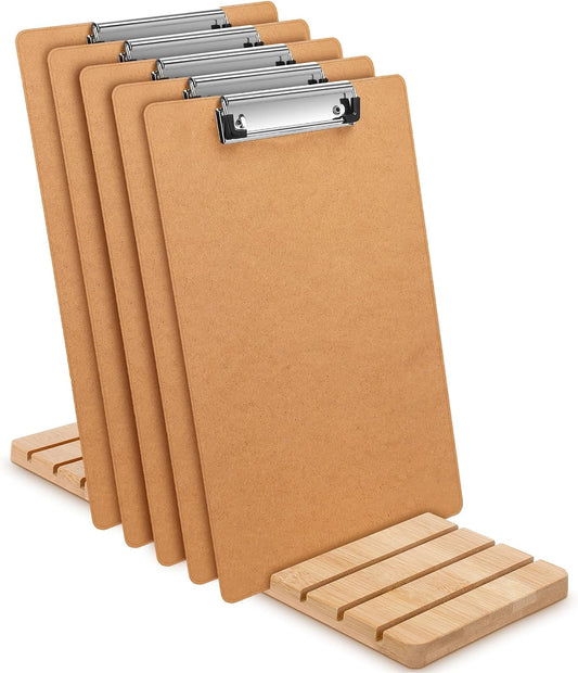 Bamboo Clipboard Holder 12 Slots Clipboard Organizer 5.9 x 15.7'' Storage Rack Document Typing Paper Stand Menu Display Receipt Holder for Classroom Office School Teacher No Assembly Required