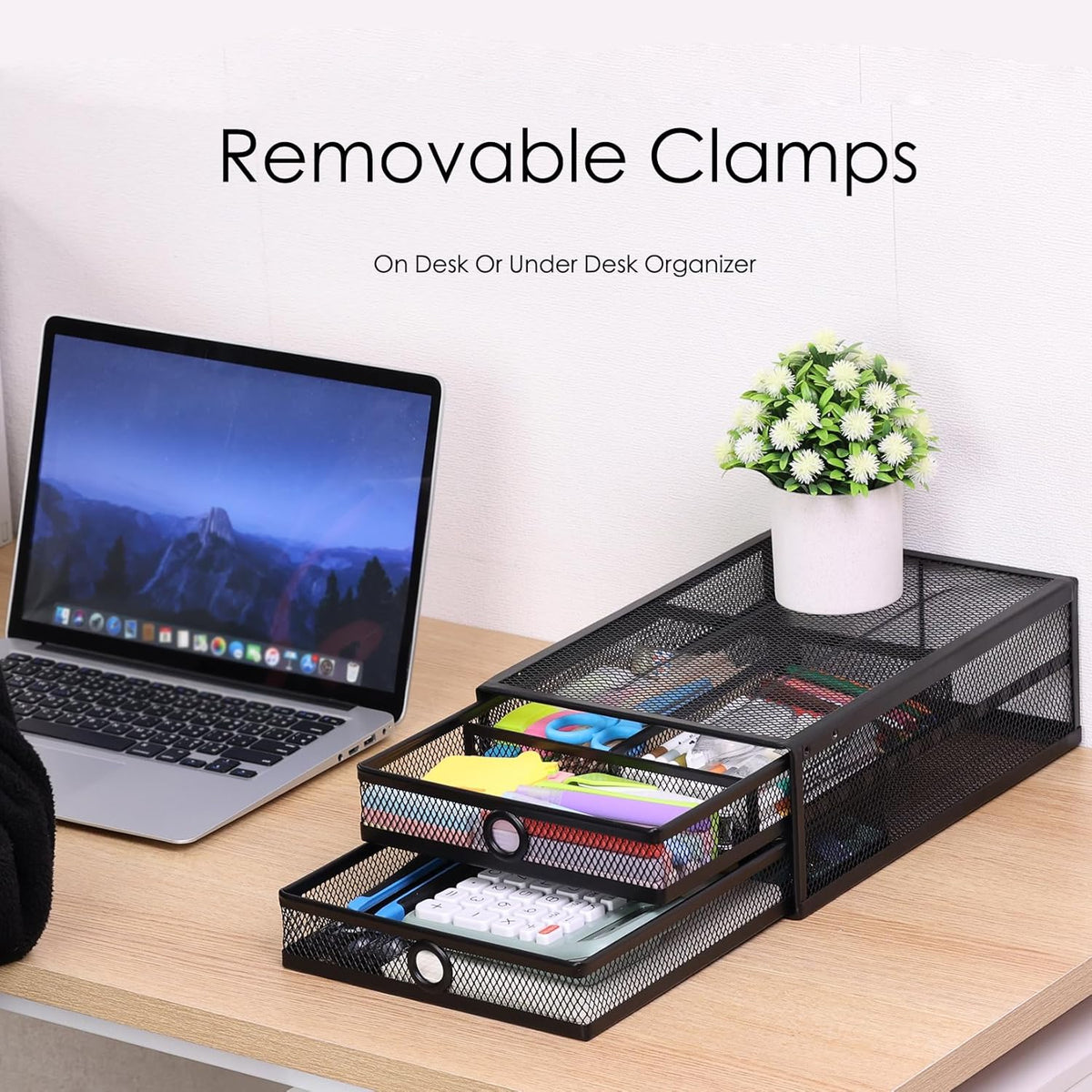 Under Desk Drawer, Clamp on Desk Organizer Slide Out Table Storage No Drill