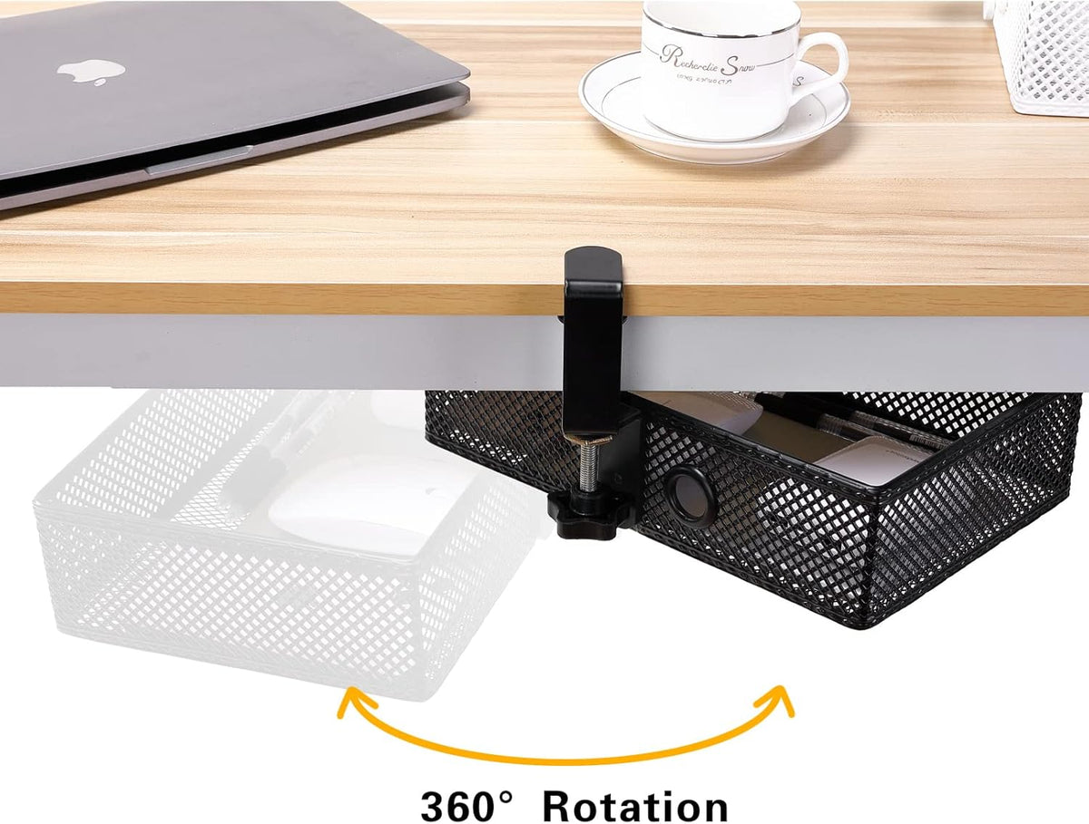 Under Desk Drawer, Clamp on Desk Organizer Slide Out Table Storage No Drill