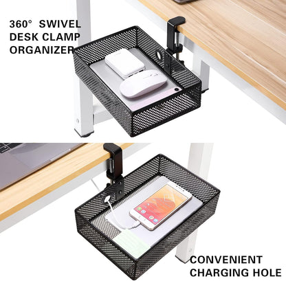 Under Desk Drawer, Clamp on Desk Organizer Slide Out Table Storage No Drill