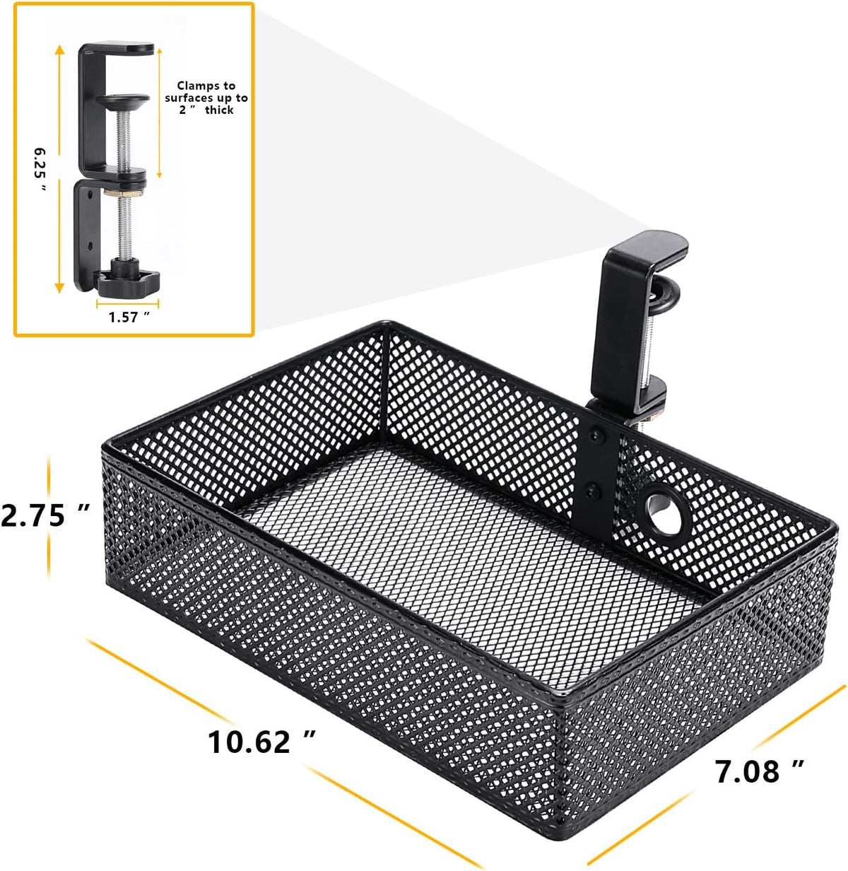 Under Desk Drawer, Clamp on Desk Organizer Slide Out Table Storage No Drill