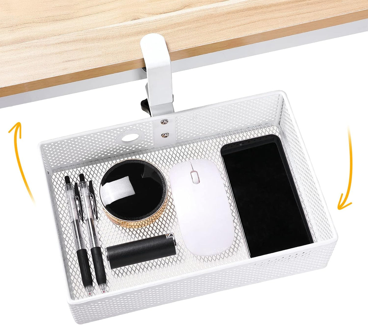Under Desk Drawer, Clamp on Desk Organizer Slide Out Table Storage No Drill