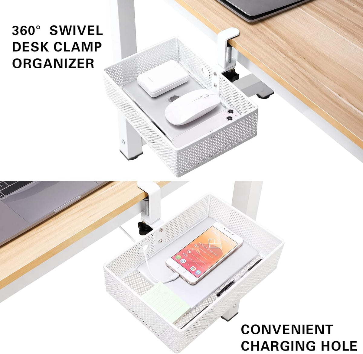Under Desk Drawer, Clamp on Desk Organizer Slide Out Table Storage No Drill