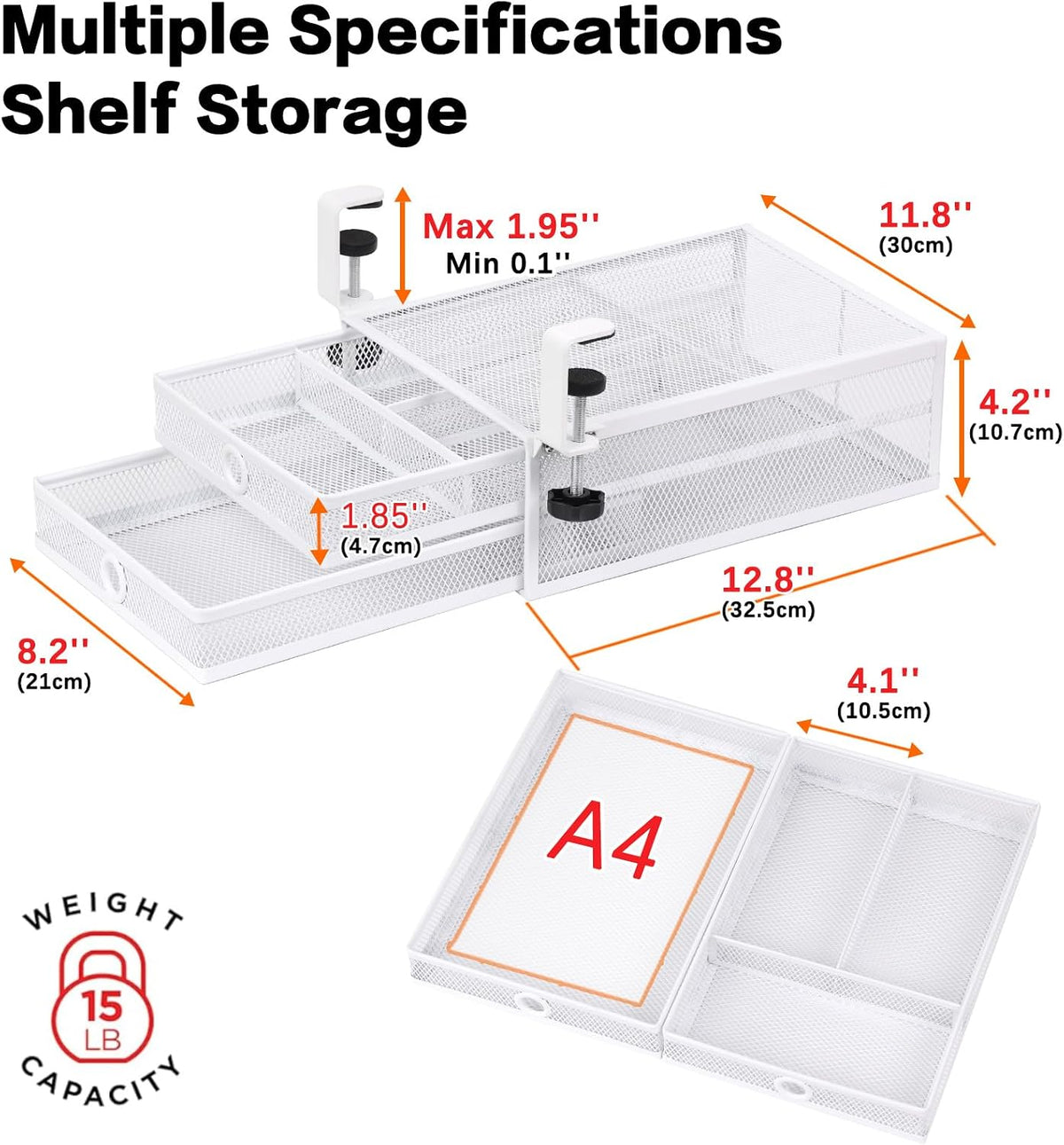 Under Desk Drawer, Clamp on Desk Organizer Slide Out Table Storage No Drill