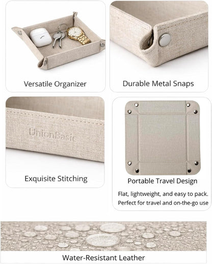 Small Valet Tray, Jewelry Tray for Rings Watches Earrings, Entryway Catchall Caddy for Coins Keys Change, Nightstand Bedside Valet Holder, Trays for Electronic Gadgets, Beige - Colors A