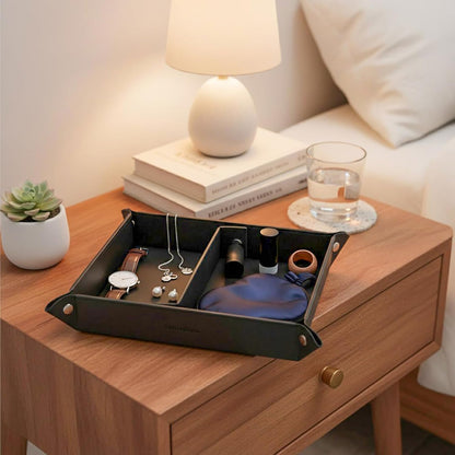 Small Valet Tray, Jewelry Tray for Rings Watches Earrings, Entryway Catchall Caddy for Coins Keys Change, Nightstand Bedside Valet Holder, Trays for Electronic Gadgets, Beige - Colors A