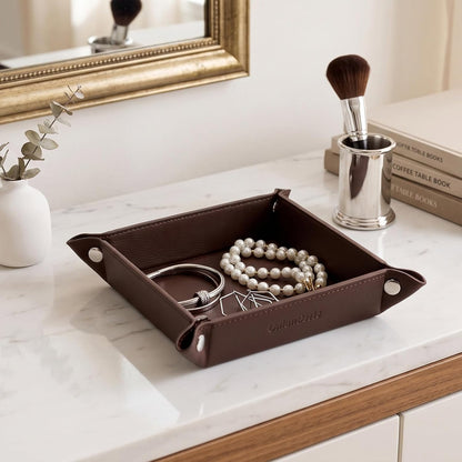 Small Valet Tray, Jewelry Tray for Rings Watches Earrings, Entryway Catchall Caddy for Coins Keys Change, Nightstand Bedside Valet Holder, Trays for Electronic Gadgets, Beige - Colors A