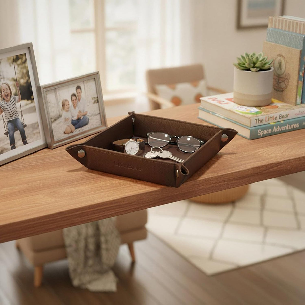 Small Valet Tray, Jewelry Tray for Rings Watches Earrings, Entryway Catchall Caddy for Coins Keys Change, Nightstand Bedside Valet Holder, Trays for Electronic Gadgets, Beige - Colors A