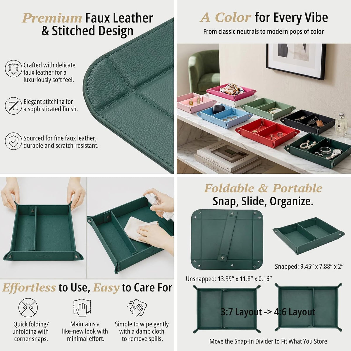 Small Valet Tray, Jewelry Tray for Rings Watches Earrings, Entryway Catchall Caddy for Coins Keys Change, Nightstand Bedside Valet Holder, Trays for Electronic Gadgets, Beige - Colors A