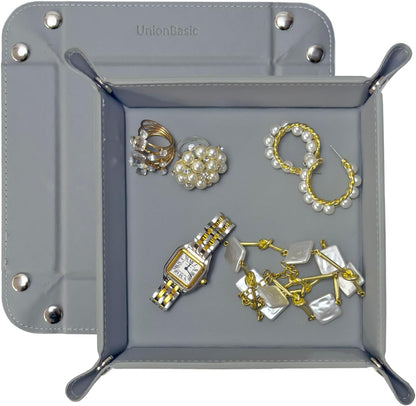 Small Valet Tray, Jewelry Tray for Rings Watches Earrings, Entryway Catchall Caddy for Coins Keys Change, Nightstand Bedside Valet Holder, Trays for Electronic Gadgets, Beige - Colors A