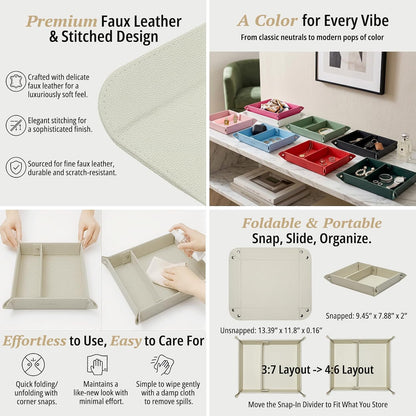 Small Valet Tray, Jewelry Tray for Rings Watches Earrings, Entryway Catchall Caddy for Coins Keys Change, Nightstand Bedside Valet Holder, Trays for Electronic Gadgets, Beige - Colors A