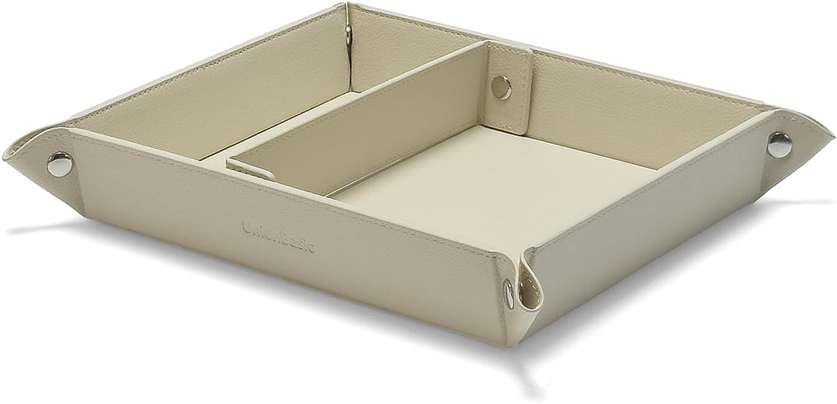 Small Valet Tray, Jewelry Tray for Rings Watches Earrings, Entryway Catchall Caddy for Coins Keys Change, Nightstand Bedside Valet Holder, Trays for Electronic Gadgets, Beige - Colors A