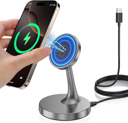 Magnetic Wireless Charger iPhone Stand 15W Fast Mag-Safe Charger for iPhone 17/17 Pro/17 Air/17 Pro Max 16/15/14/13/12 Series Apple Magnet Wireless Charging Station/Pad for AirPods