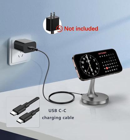 Magnetic Wireless Charger iPhone Stand 15W Fast Mag-Safe Charger for iPhone 17/17 Pro/17 Air/17 Pro Max 16/15/14/13/12 Series Apple Magnet Wireless Charging Station/Pad for AirPods