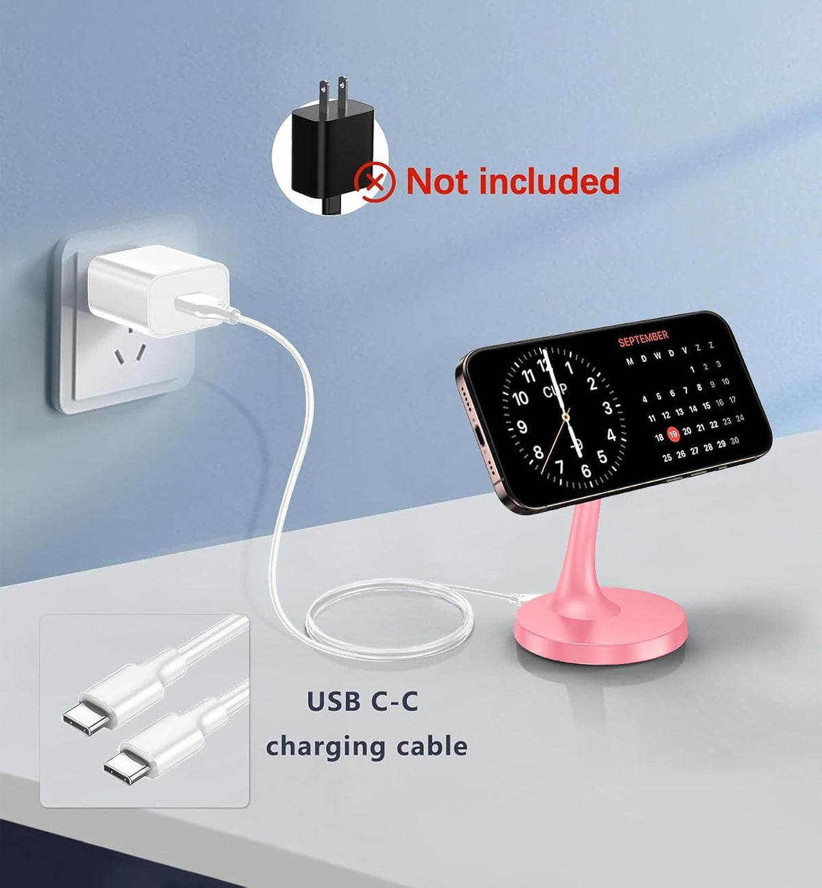 Magnetic Wireless Charger iPhone Stand 15W Fast Mag-Safe Charger for iPhone 17/17 Pro/17 Air/17 Pro Max 16/15/14/13/12 Series Apple Magnet Wireless Charging Station/Pad for AirPods
