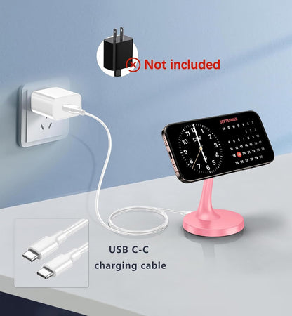Magnetic Wireless Charger iPhone Stand 15W Fast Mag-Safe Charger for iPhone 17/17 Pro/17 Air/17 Pro Max 16/15/14/13/12 Series Apple Magnet Wireless Charging Station/Pad for AirPods