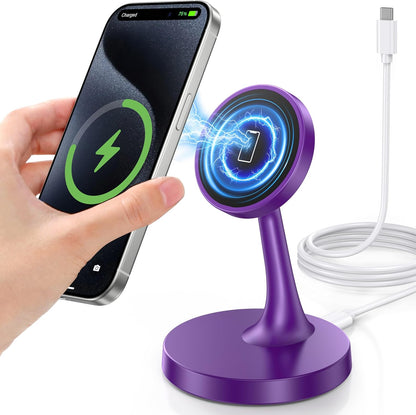 Magnetic Wireless Charger iPhone Stand 15W Fast Mag-Safe Charger for iPhone 17/17 Pro/17 Air/17 Pro Max 16/15/14/13/12 Series Apple Magnet Wireless Charging Station/Pad for AirPods
