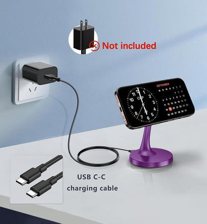 Magnetic Wireless Charger iPhone Stand 15W Fast Mag-Safe Charger for iPhone 17/17 Pro/17 Air/17 Pro Max 16/15/14/13/12 Series Apple Magnet Wireless Charging Station/Pad for AirPods