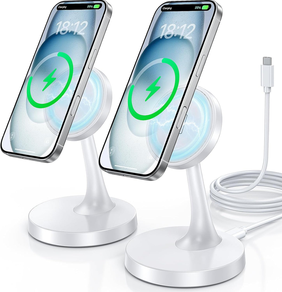 Magnetic Wireless Charger iPhone Stand 15W Fast Mag-Safe Charger for iPhone 17/17 Pro/17 Air/17 Pro Max 16/15/14/13/12 Series Apple Magnet Wireless Charging Station/Pad for AirPods