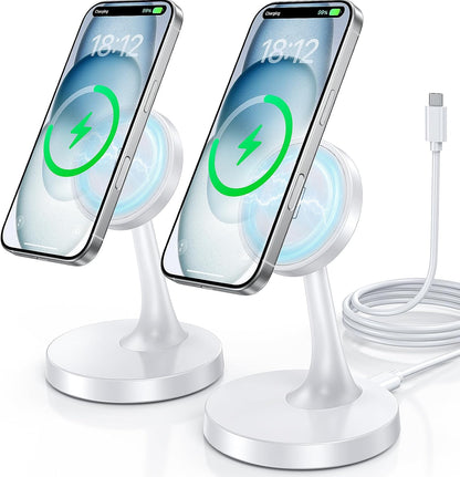 Magnetic Wireless Charger iPhone Stand 15W Fast Mag-Safe Charger for iPhone 17/17 Pro/17 Air/17 Pro Max 16/15/14/13/12 Series Apple Magnet Wireless Charging Station/Pad for AirPods
