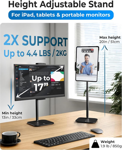 COOPER TabStand 20" Tall iPad Stand for Desk, Portable Monitor Stand Holder
